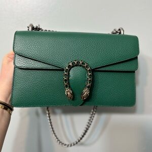 Gucci green calfskin small crystal Dionysus bag